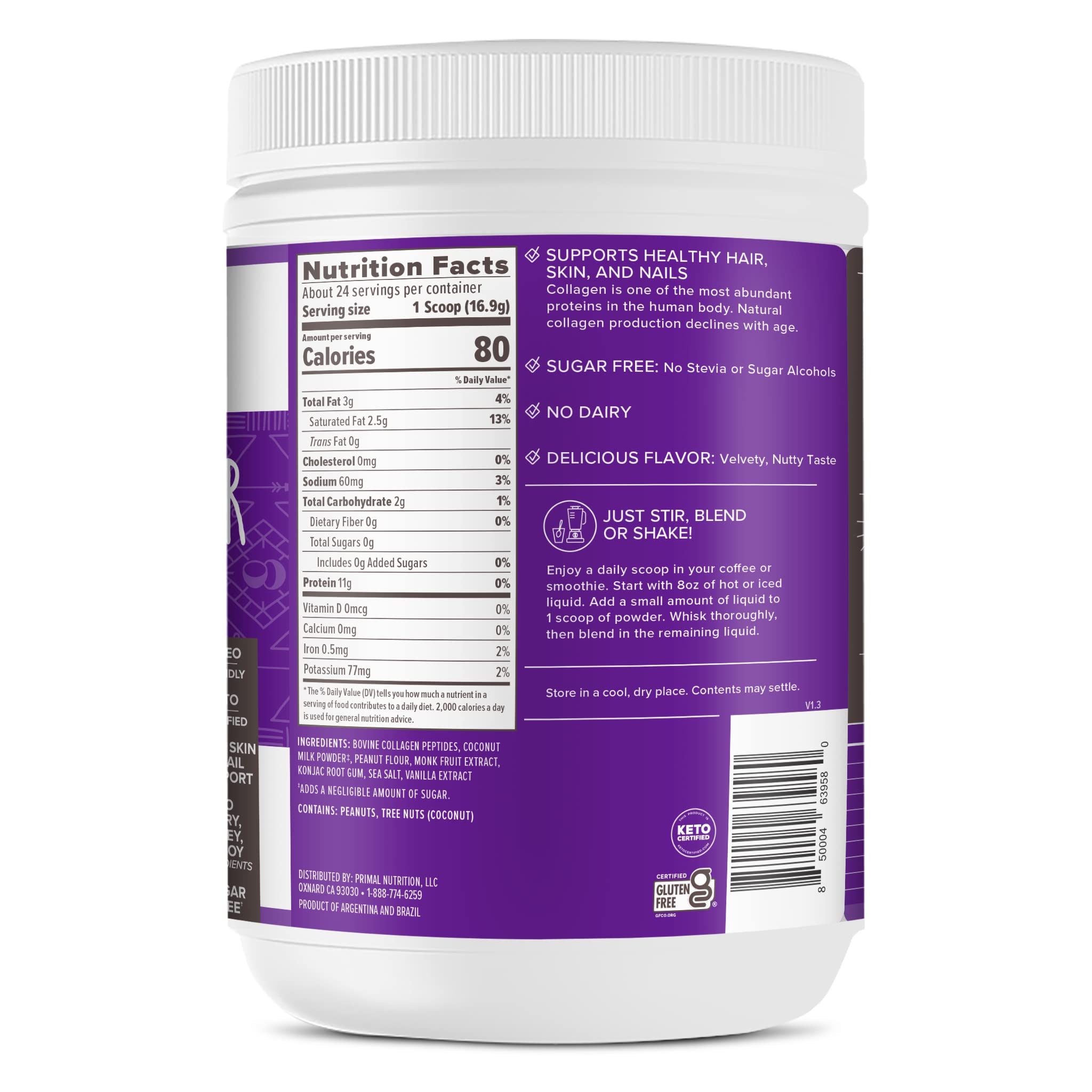 Foto 3 pulgar | Crema De Cacahuete Drink Mix Primal Kitchen Collagen Fuel, 420 Ml - Venta Internacional.