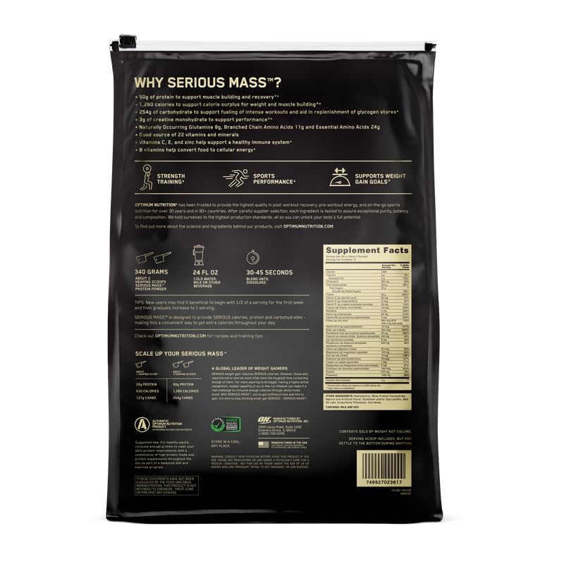 Foto 2 | Proteína En Polvo Para Ganar Peso Optimum Nutrition Serious Mass - Venta Internacional.