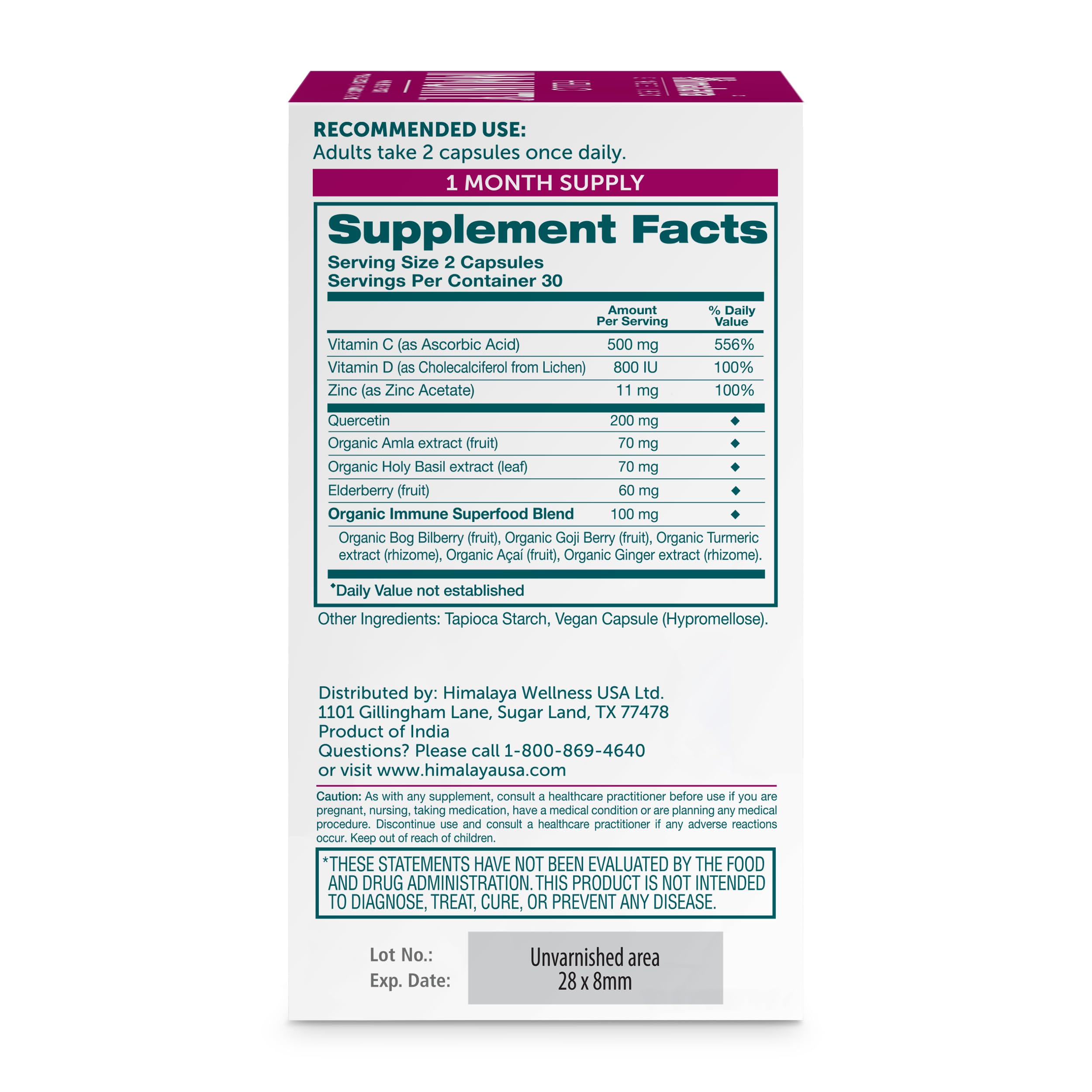 Foto 3 pulgar | Suplementos Himalaya Hello Immunity 60 Cápsulas - Venta Internacional.