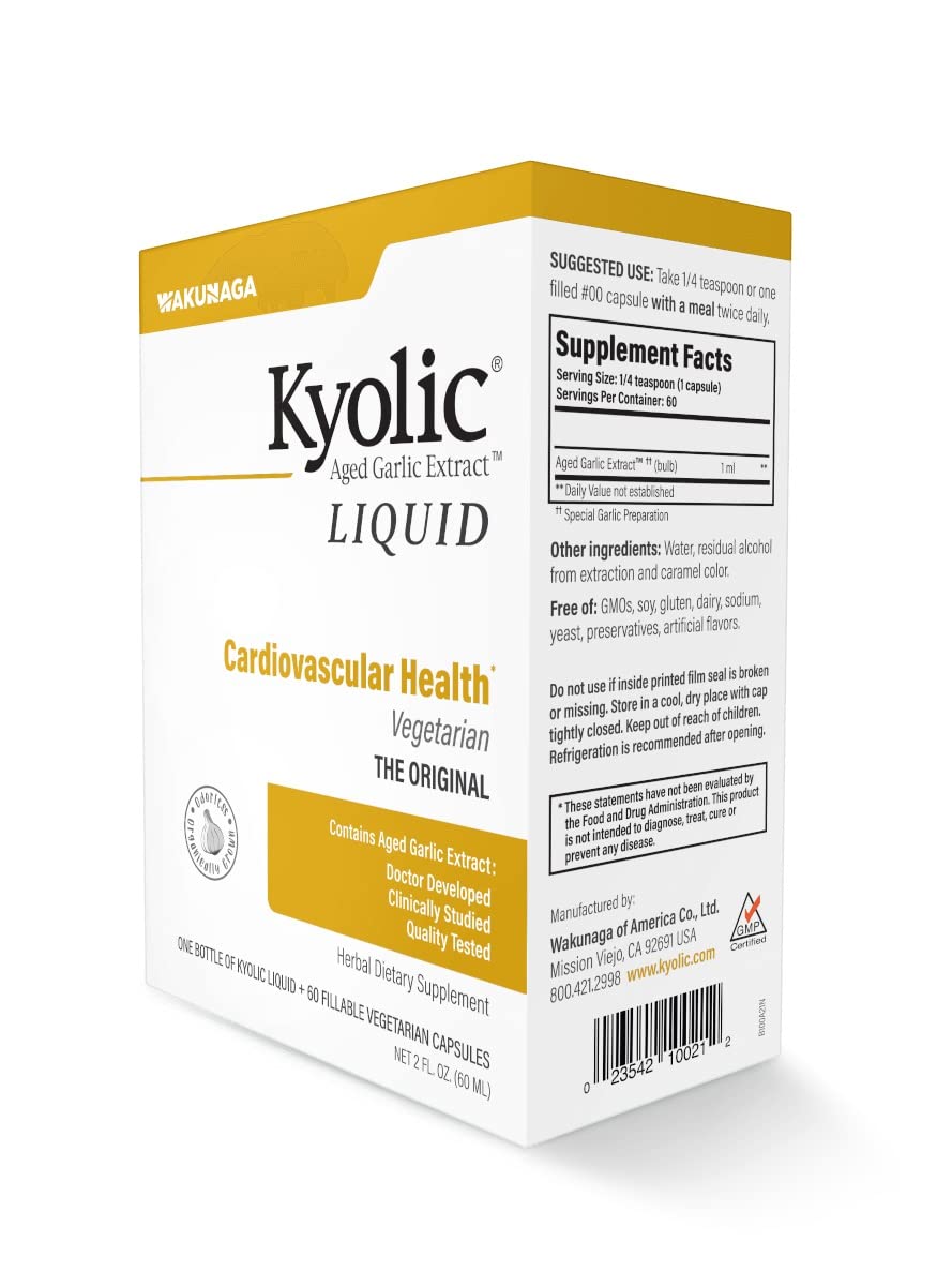Foto 5 pulgar | Suplemento Líquido De Extracto De Ajo Envejecido Kyolic, 60 Ml + 60 Cápsulas - Venta Internacional.