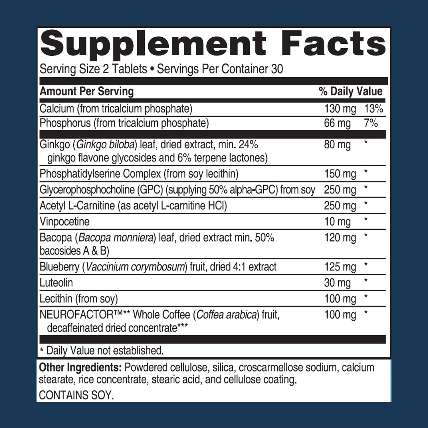 Foto 3 pulgar | Suplemento Brain Booster Advanced Memory Formula 60 Comprimidos - Venta Internacional.