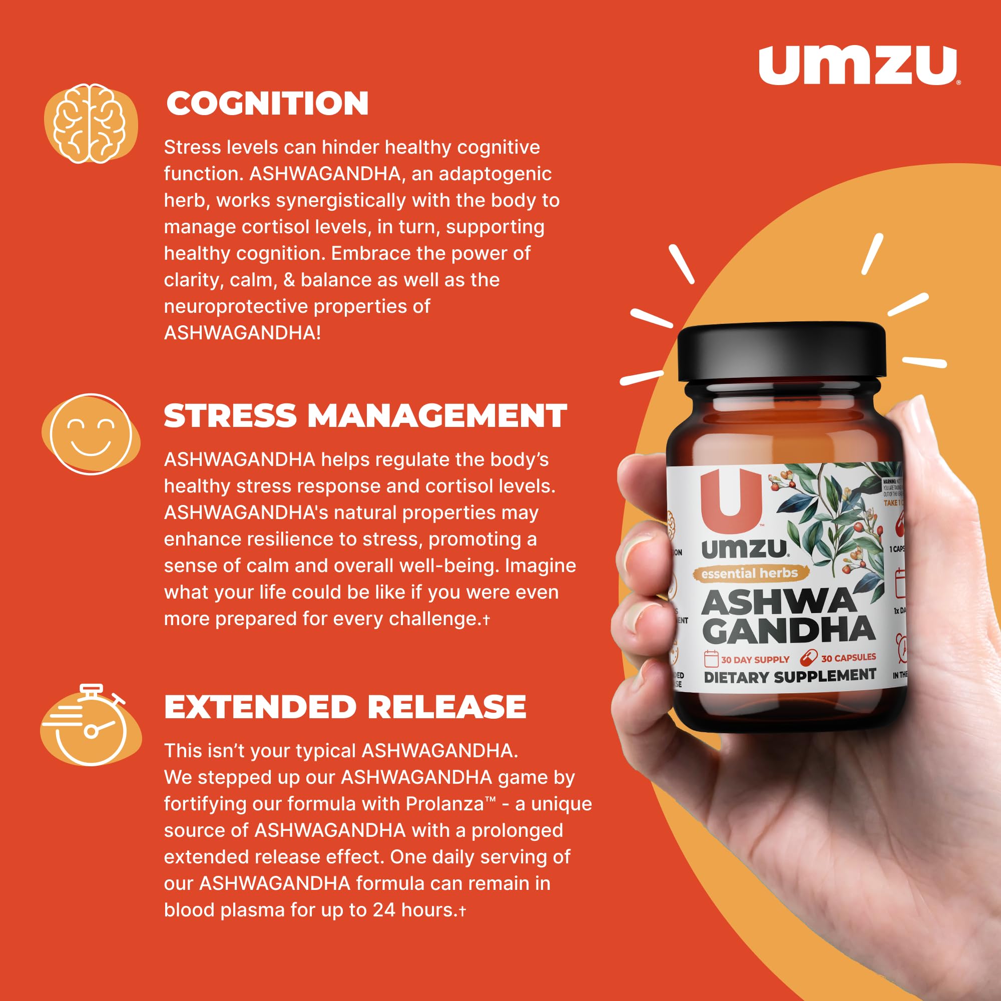 Foto 3 pulgar | Suplemento Umzu Ashwagandha Advanced Stress & Cortisol 30 Cápsulas - Venta Internacional.