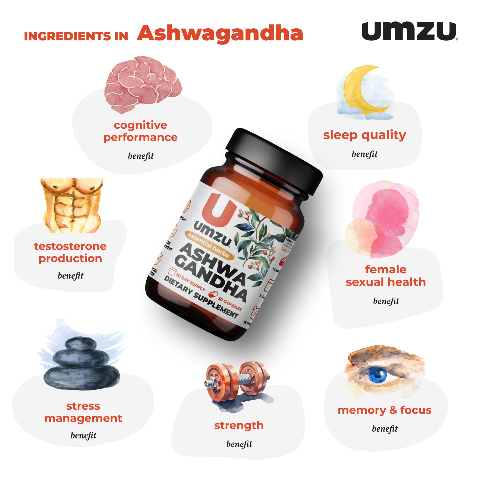 Foto 4 pulgar | Suplemento Umzu Ashwagandha Advanced Stress & Cortisol 30 Cápsulas - Venta Internacional.