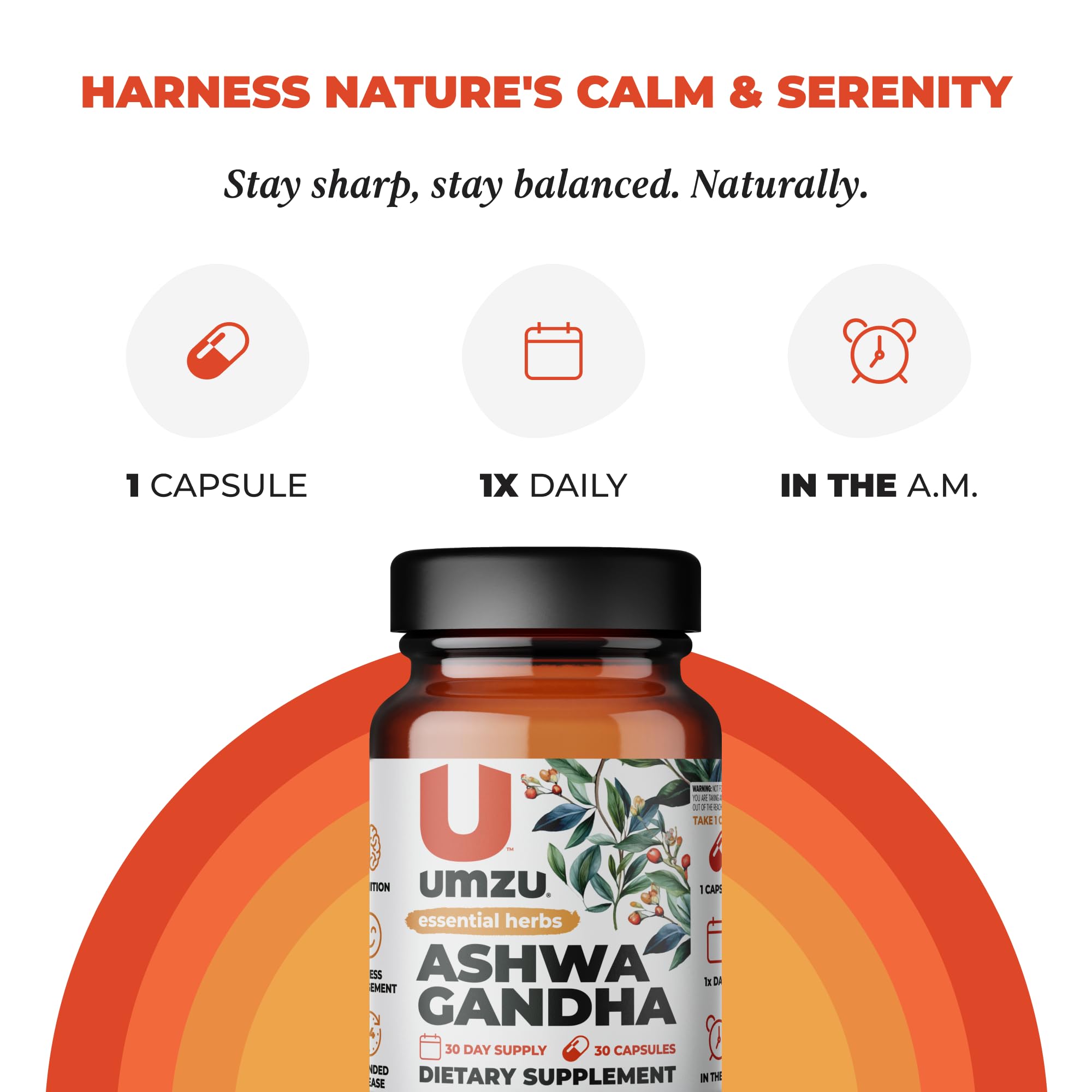 Foto 5 | Suplemento Umzu Ashwagandha Advanced Stress & Cortisol 30 Cápsulas - Venta Internacional.
