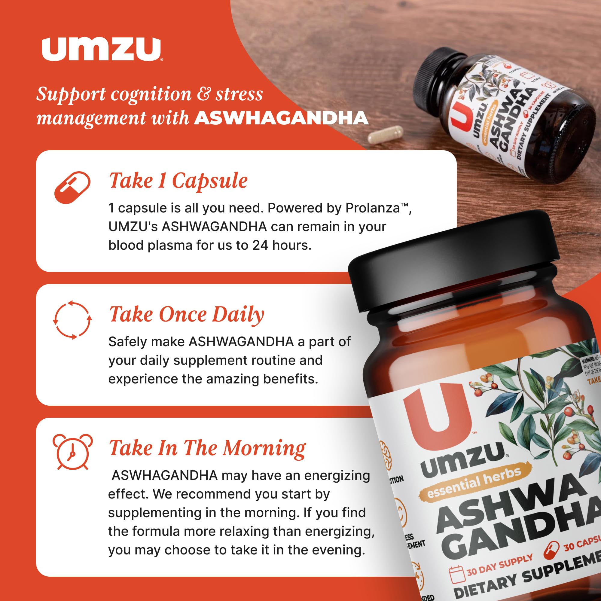 Foto 7 pulgar | Suplemento Umzu Ashwagandha Advanced Stress & Cortisol 30 Cápsulas - Venta Internacional.