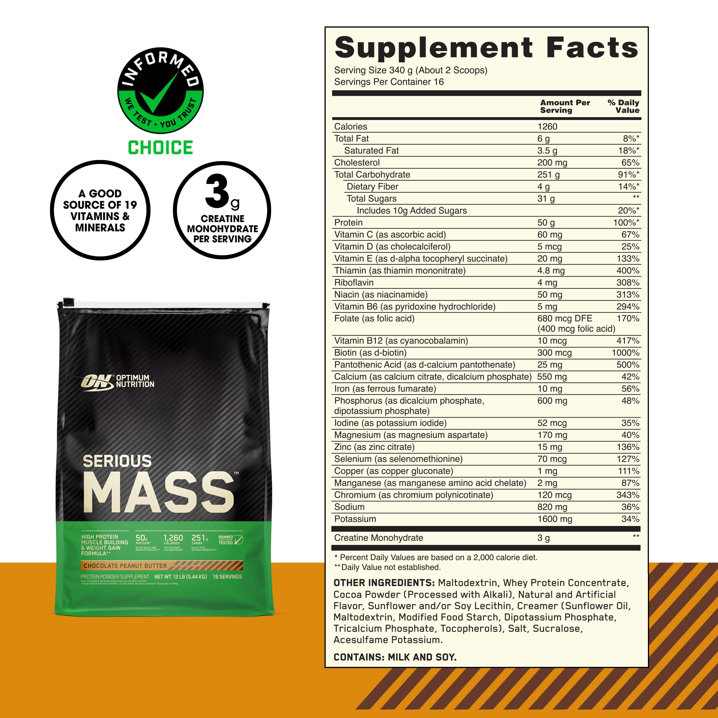 Foto 4 pulgar | Proteína En Polvo Para Ganar Peso Optimum Nutrition Serious Mass - Venta Internacional.