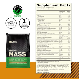 Foto 3 | Proteína En Polvo Para Ganar Peso Optimum Nutrition Serious Mass - Venta Internacional.