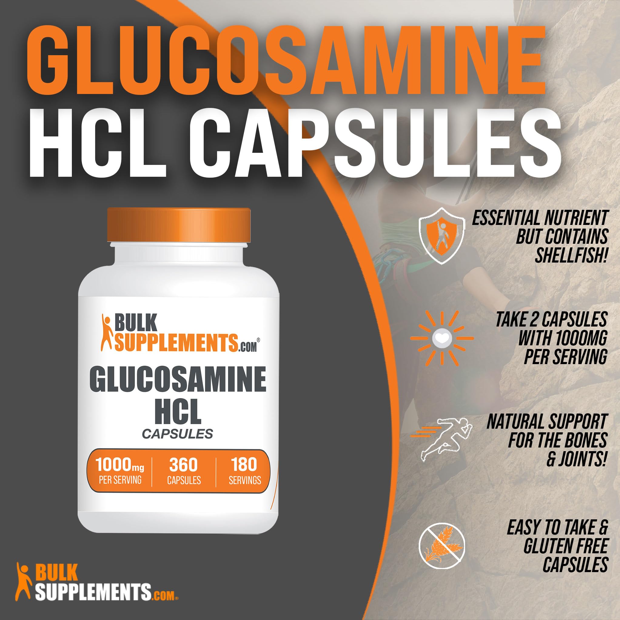 Foto 3 pulgar | Supplement Bulksupplements.com Glucosamina Hcl 1000 Mg 360 Cápsulas - Venta Internacional.