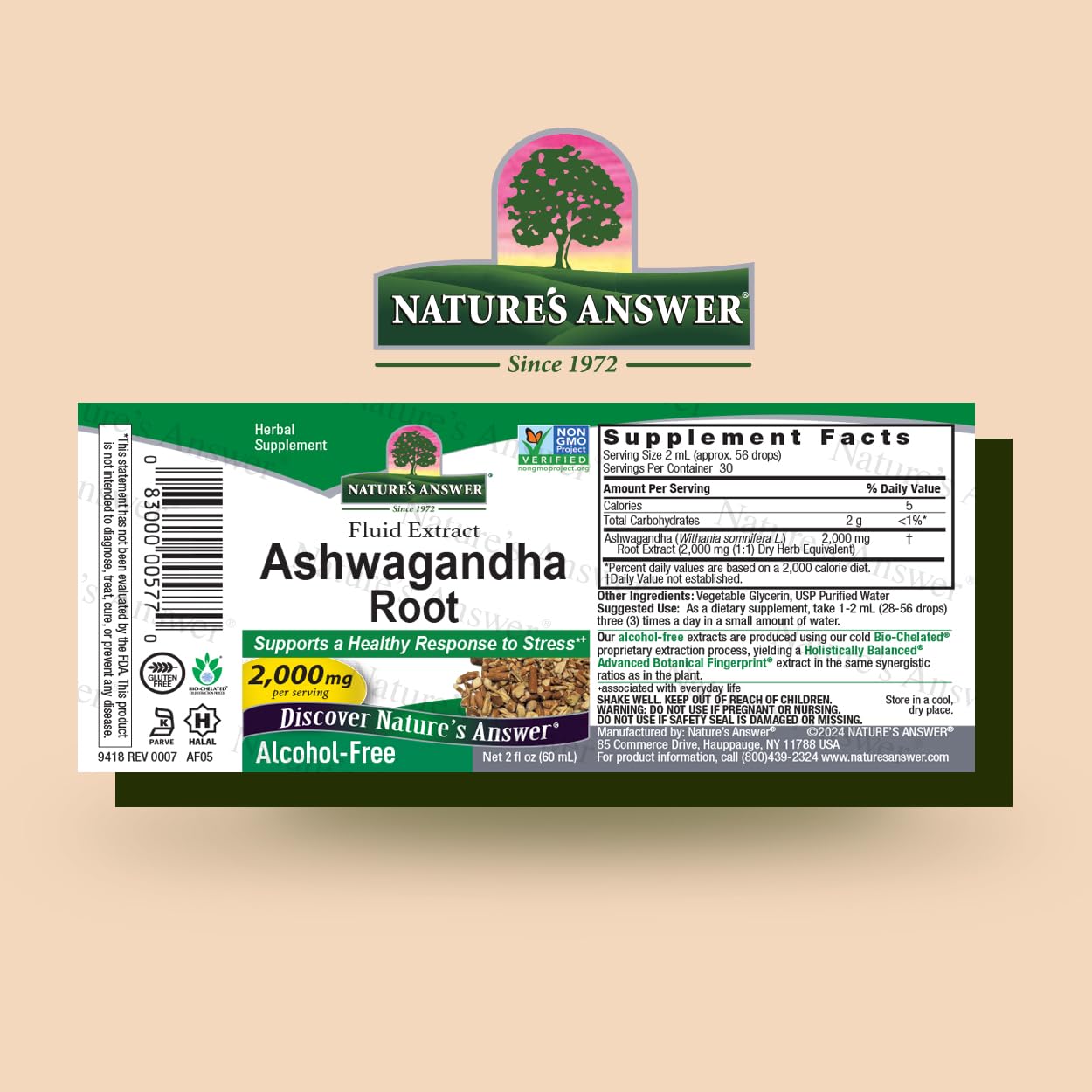 Foto 3 pulgar | Suplemento Nature's Answer De Raíz De Ashwagandha, 60 Ml - Venta Internacional.