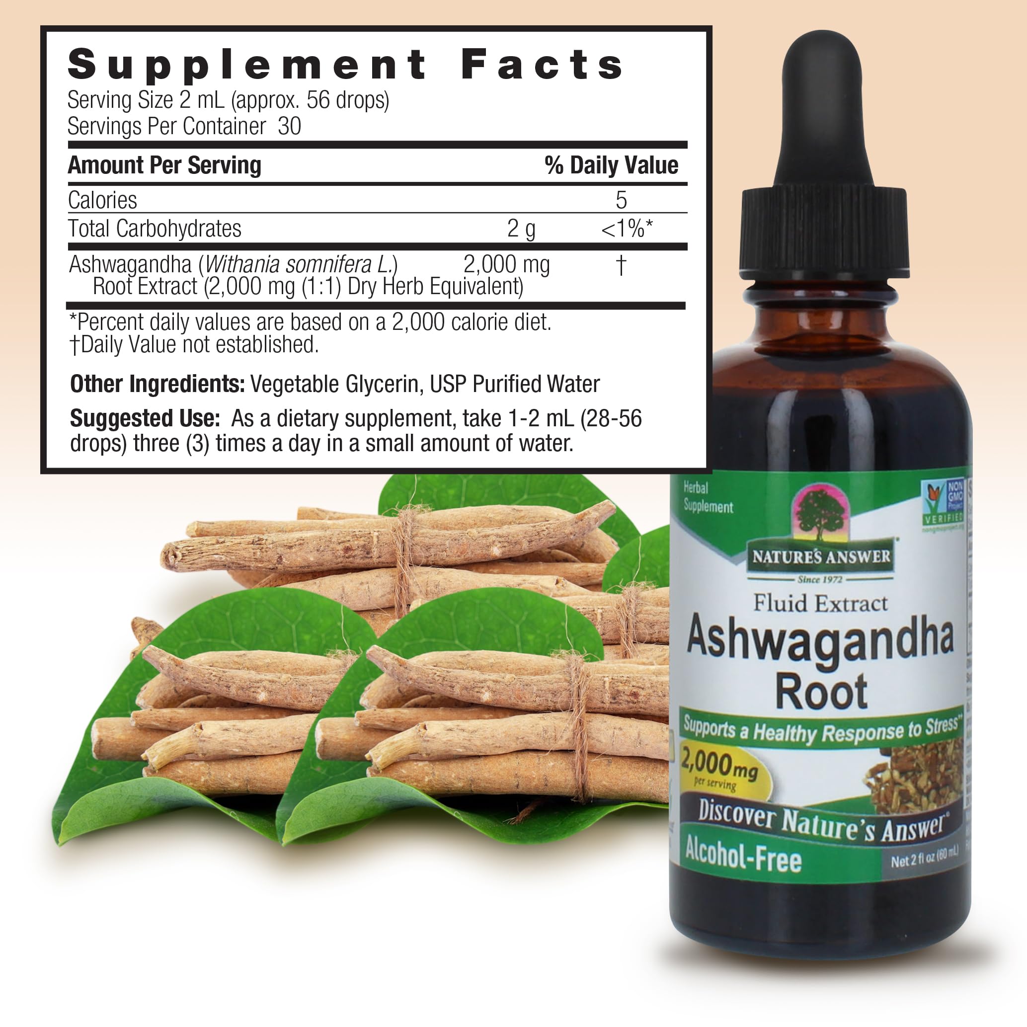 Foto 4 pulgar | Suplemento Nature's Answer De Raíz De Ashwagandha, 60 Ml - Venta Internacional.