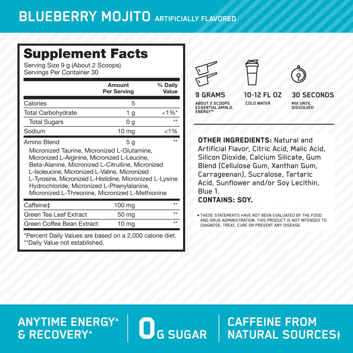 Foto 4 pulgar | Suplemento Optimum Nutrition Amino Energy, 30 Porciones - Venta Internacional.
