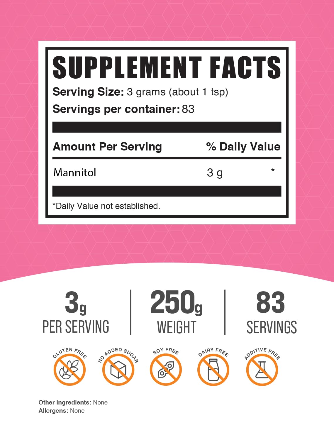 Foto 3 pulgar | Supplement Bulksupplements.com Manitol En Polvo 250 G - Venta Internacional.