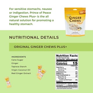 Foto 4 | Ginger Chew Prince Of Peace Original, Bolsa De 85 G, Ayuda Digestiva - Venta Internacional.