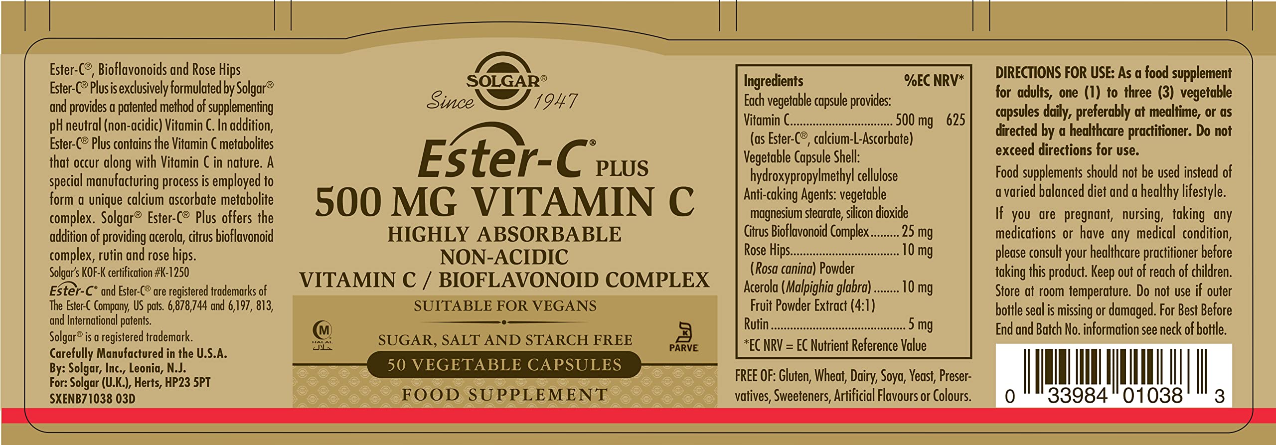 Foto 2 | Suplemento Solgar Ester-c Plus 500 Mg De Vitamina C 50 Cápsulas - Venta Internacional.