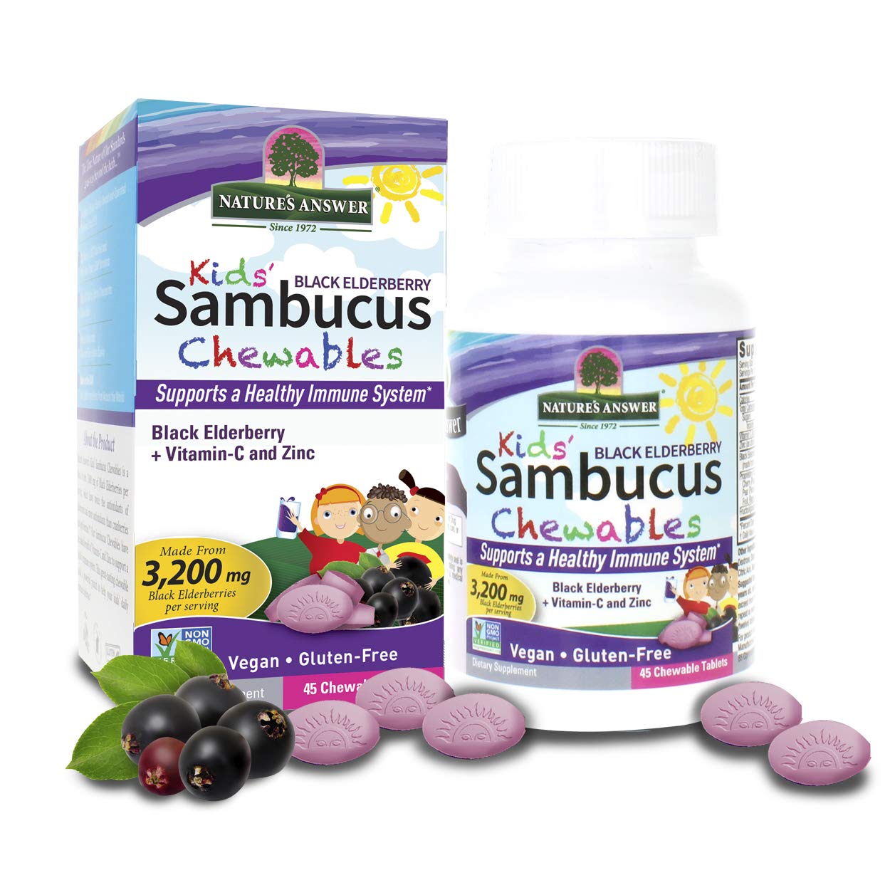 Foto 2 pulgar | Nature's Answer Kids Sambucus Chewables Black Elderberry With Vitamin C And Zinc - Venta Internacional