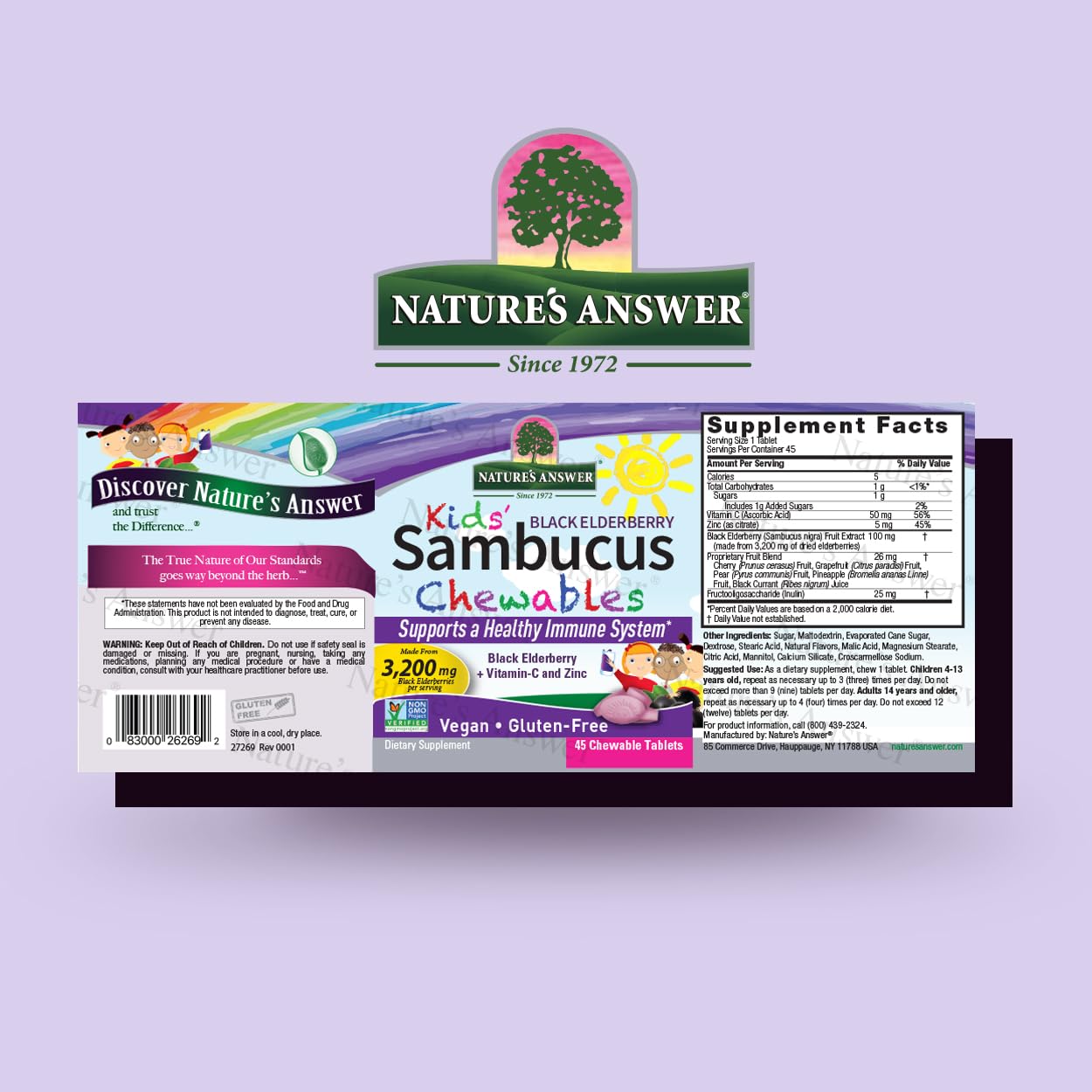 Foto 3 pulgar | Nature's Answer Kids Sambucus Chewables Black Elderberry With Vitamin C And Zinc - Venta Internacional