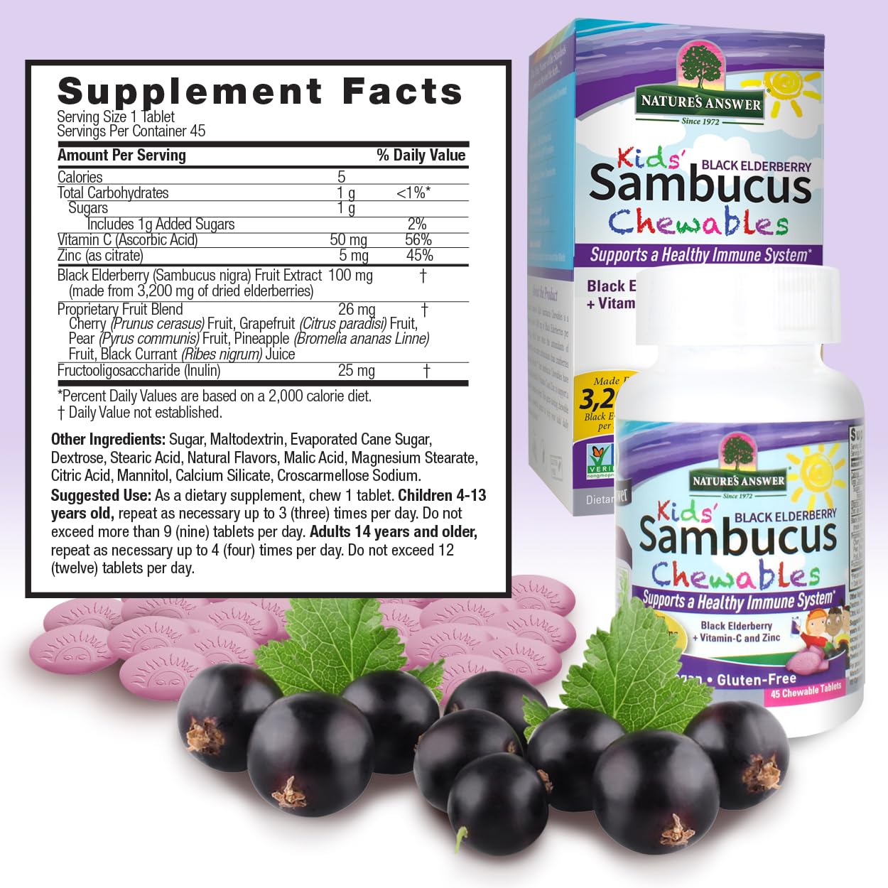 Foto 4 pulgar | Nature's Answer Kids Sambucus Chewables Black Elderberry With Vitamin C And Zinc - Venta Internacional