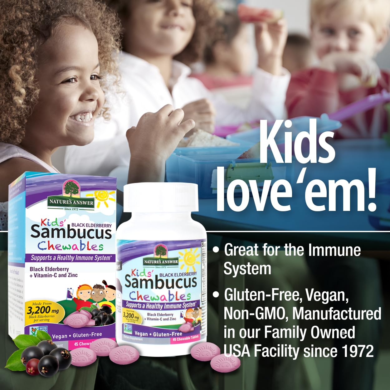 Foto 5 pulgar | Nature's Answer Kids Sambucus Chewables Black Elderberry With Vitamin C And Zinc - Venta Internacional