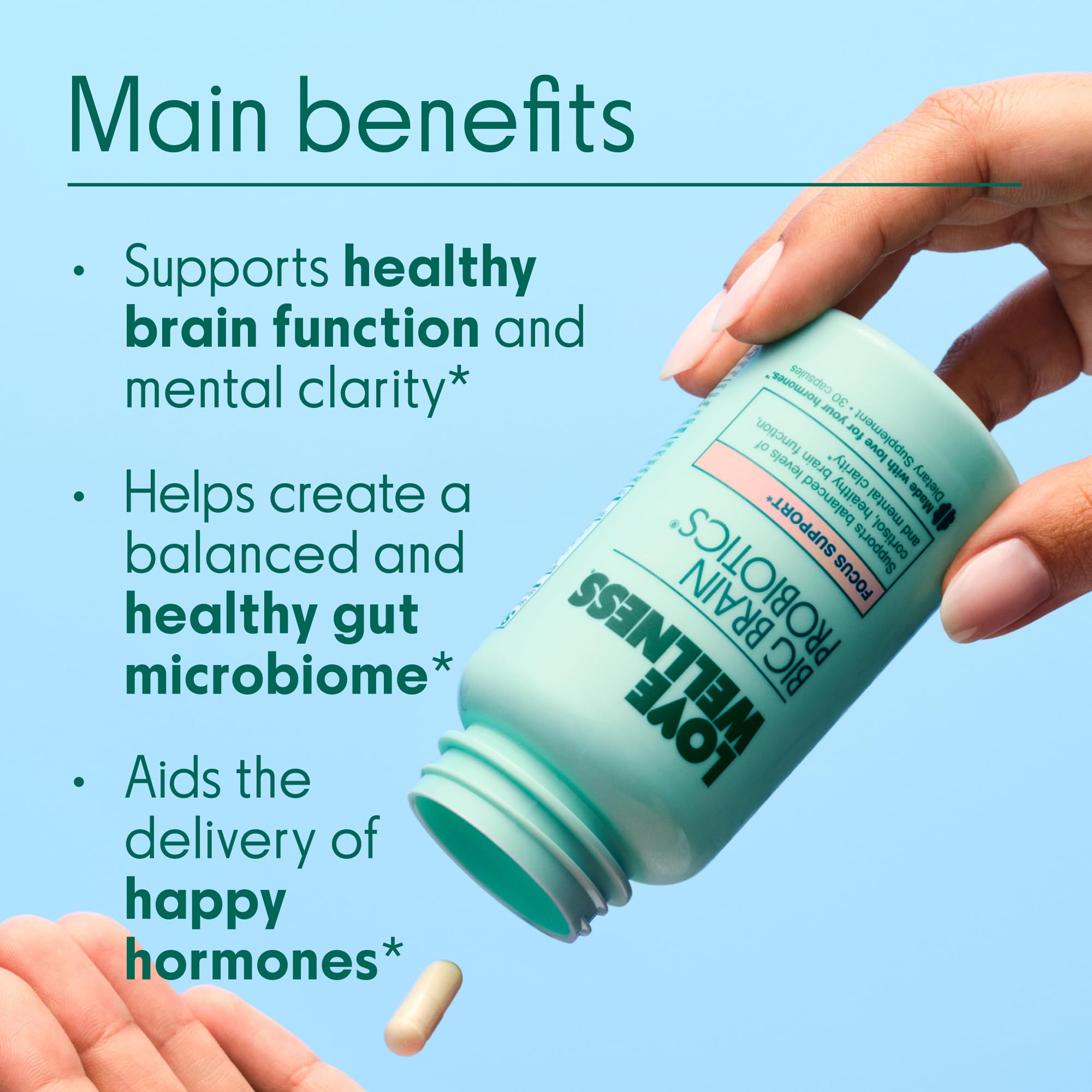 Foto 4 pulgar | Suplemento Love Wellness Big Brain Probiotics 30 Cápsulas - Venta Internacional.