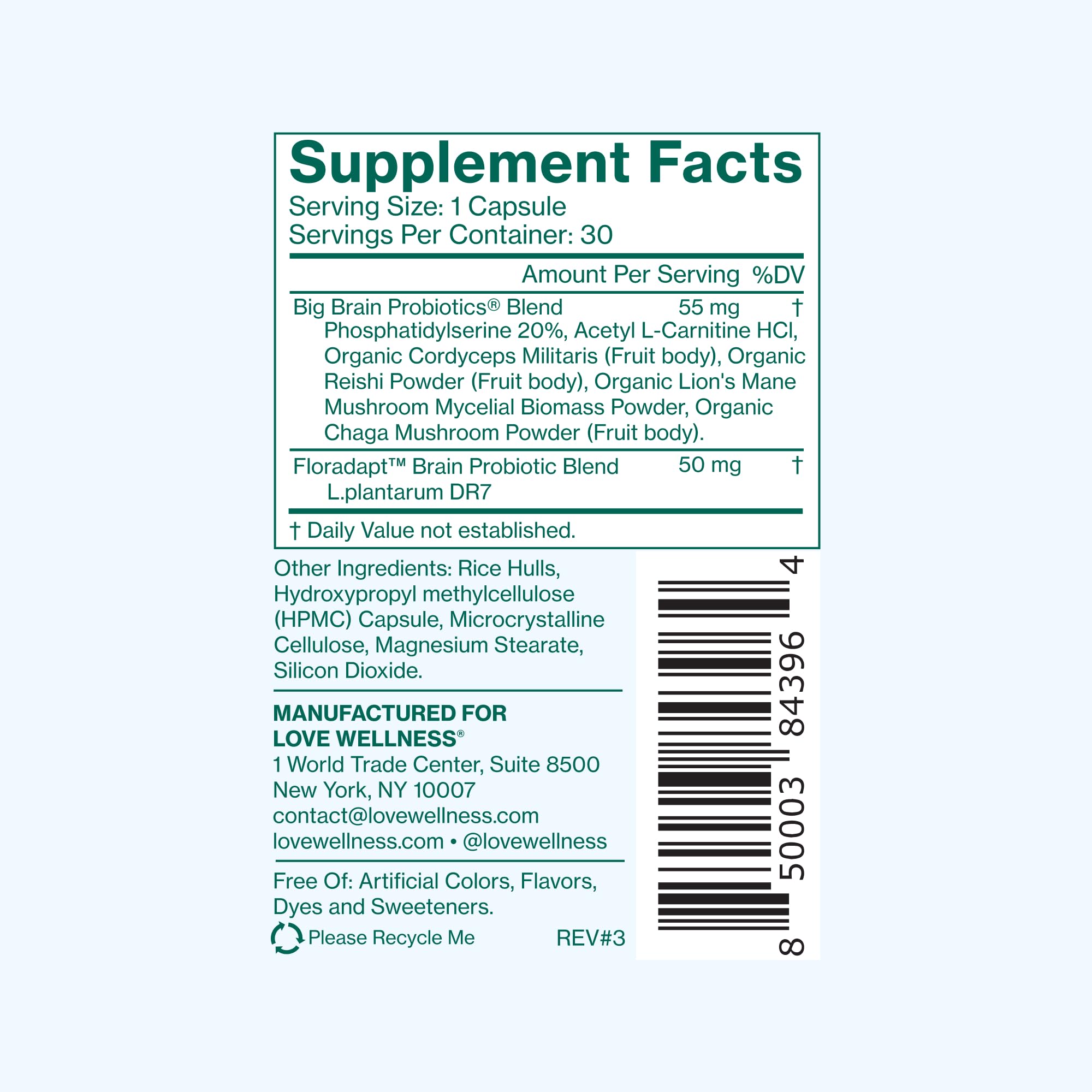 Foto 7 pulgar | Suplemento Love Wellness Big Brain Probiotics 30 Cápsulas - Venta Internacional.