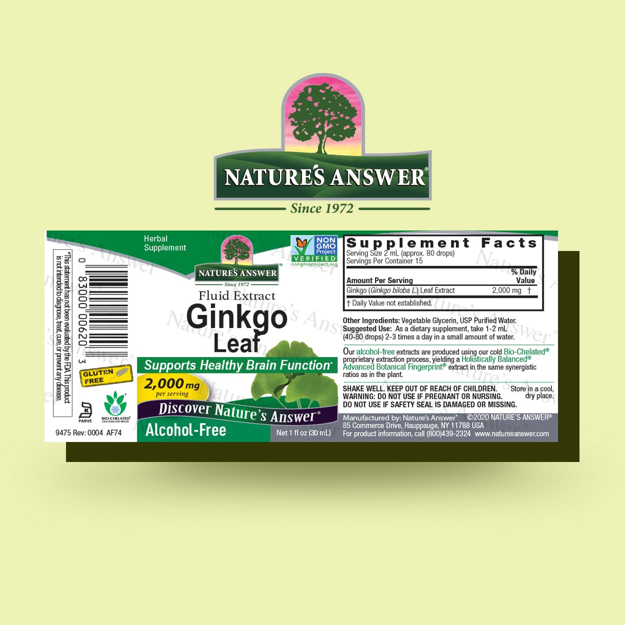 Foto 3 pulgar | Suplemento De Extracto De Ginkgo Biloba De Nature's Answer, 30 Ml - Venta Internacional.