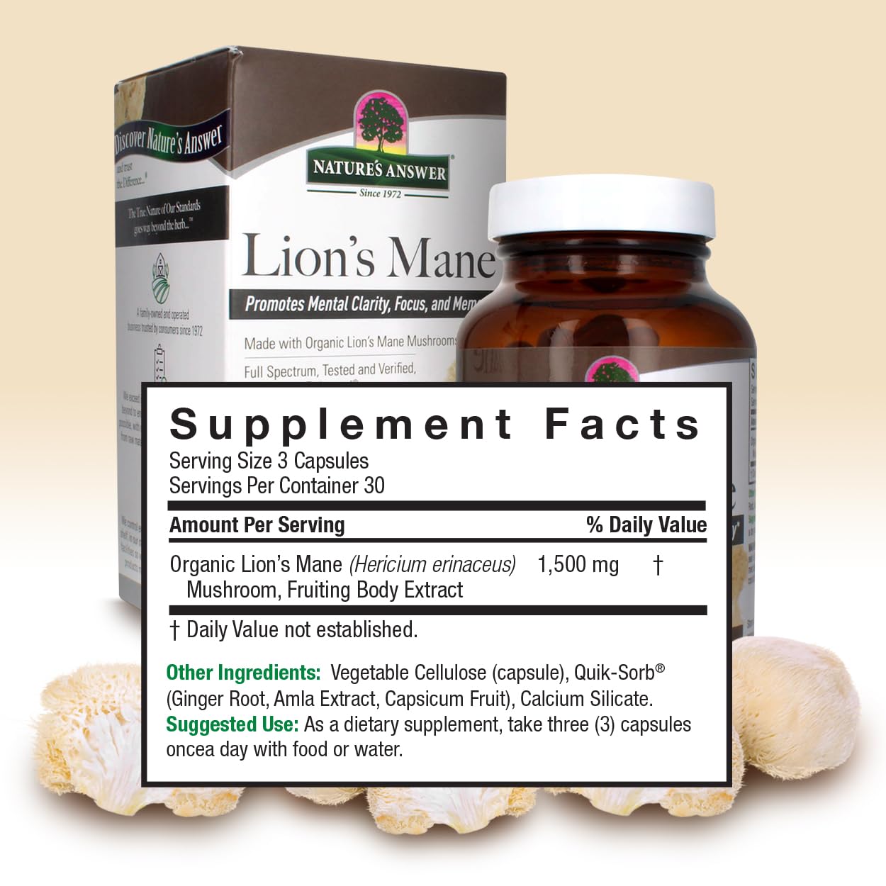 Foto 4 pulgar | Suplemento Nature's Answer Lions Mane Mushroom 1500 Mg - Venta Internacional.