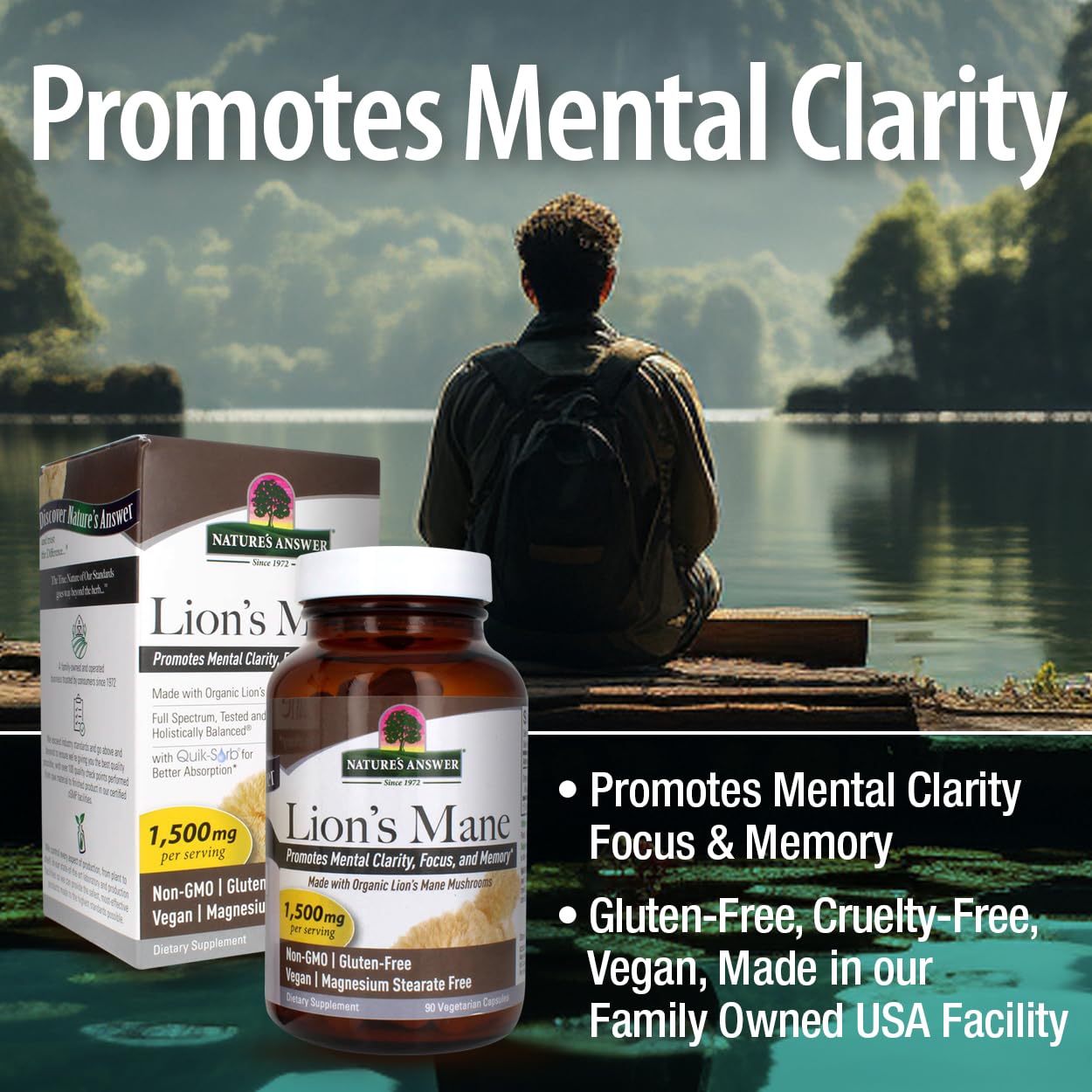 Foto 5 pulgar | Suplemento Nature's Answer Lions Mane Mushroom 1500 Mg - Venta Internacional.
