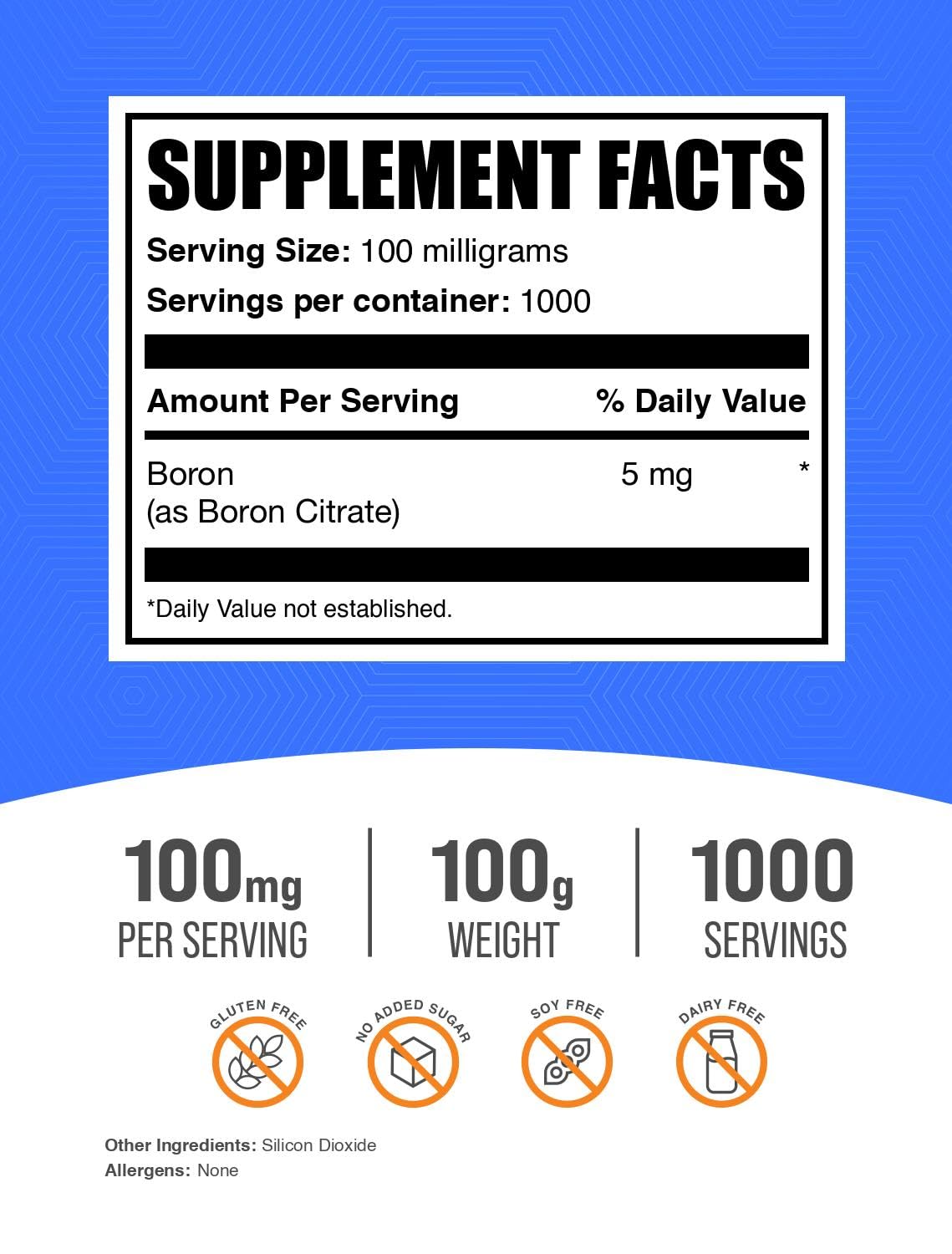 Foto 3 pulgar | Suplemento De Boro Bulksupplements.com Citrato De Boro 100 G - Venta Internacional.