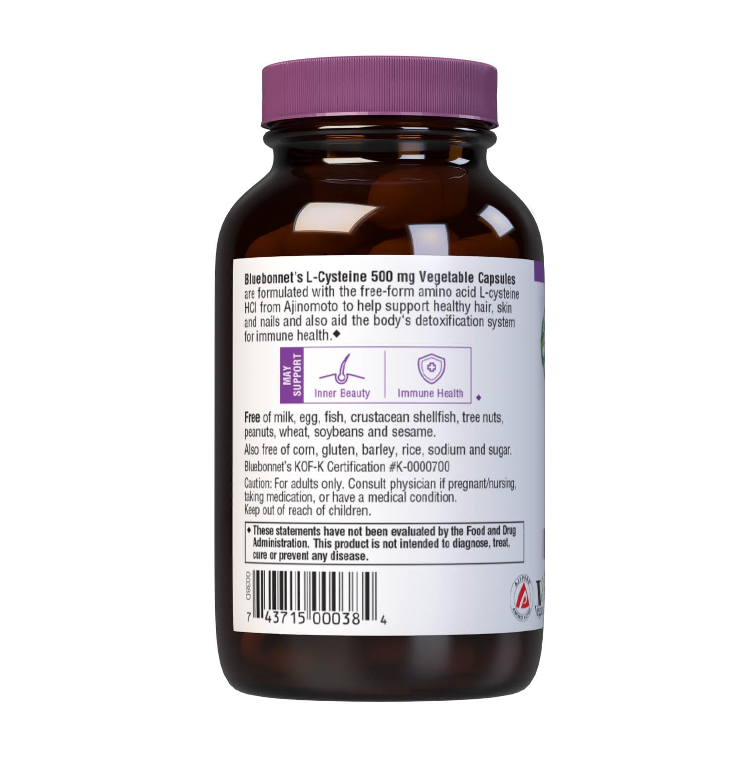 Foto 4 pulgar | Suplemento Bluebonnet Nutrition L-cisteína 500 Mg 60 Cápsulas - Venta Internacional.