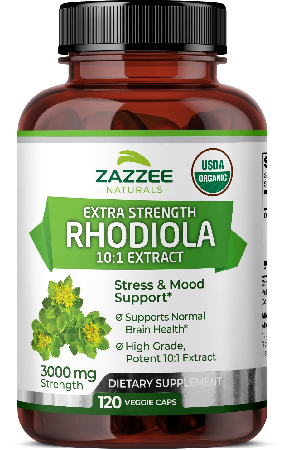 Foto 2 pulgar | Suplemento De Extracto De Rodiola Orgánico Del Usda De Zazzee, 3000 Mg, 120 Cápsulas - Venta Internacional.