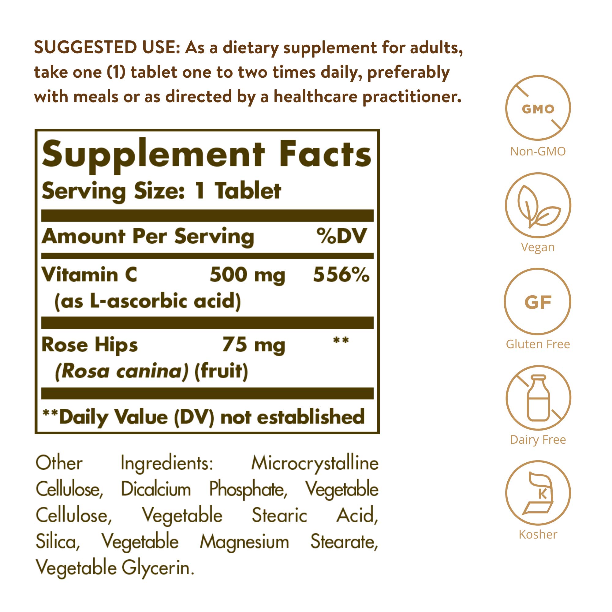 Foto 3 pulgar | Suplemento Solgar De Vitamina C 500 Mg Con Escaramujo 250 Comprimidos - Venta Internacional.