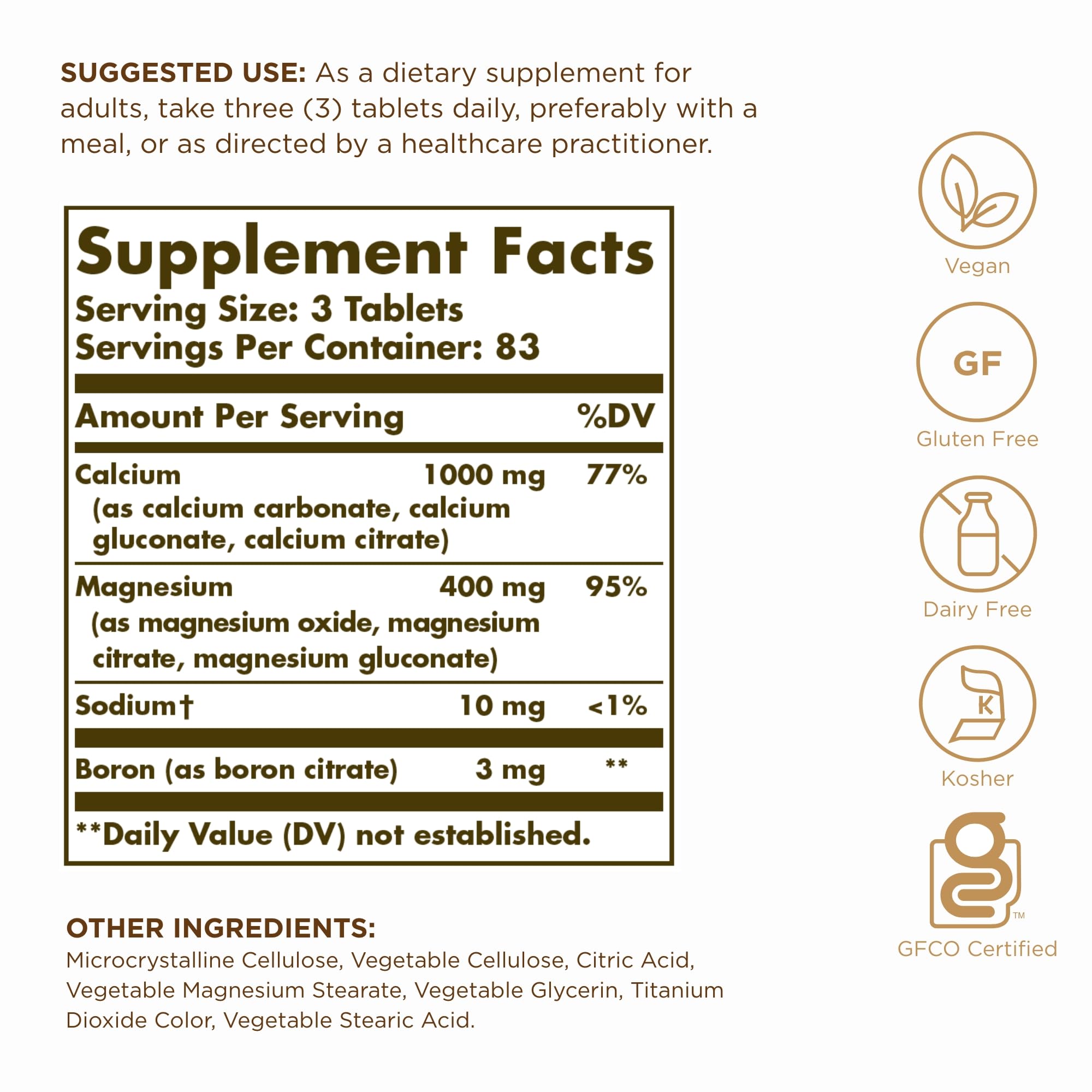 Foto 3 pulgar | Suplemento Solgar Calcium Magnesium Plus Boro 250 Comprimidos - Venta Internacional.