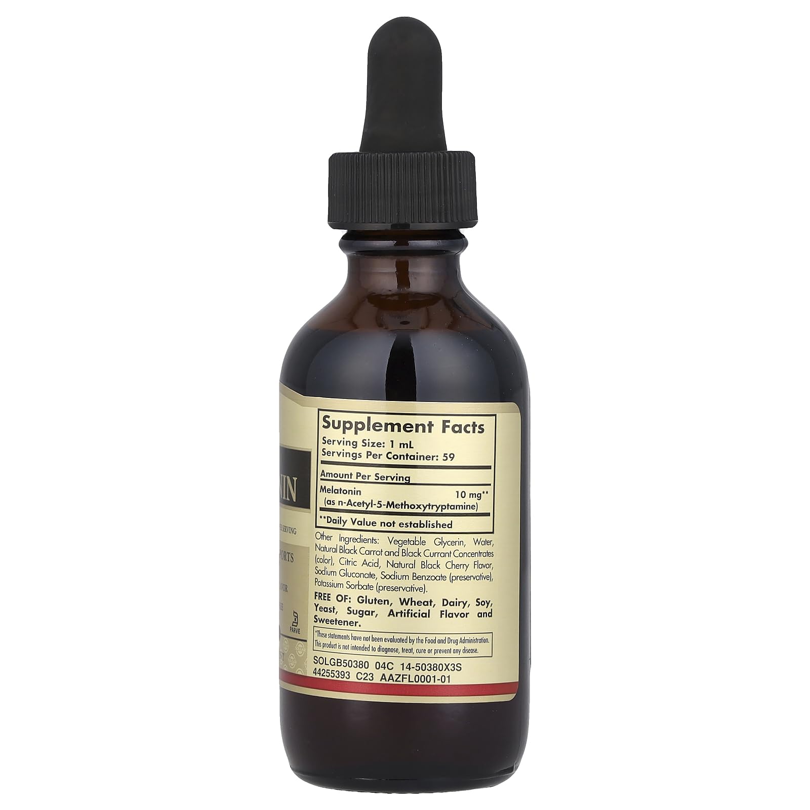 Foto 2 | Suplemento De Melatonina Líquida Solgar 10 Mg De Cereza Negra Natural - Venta Internacional.