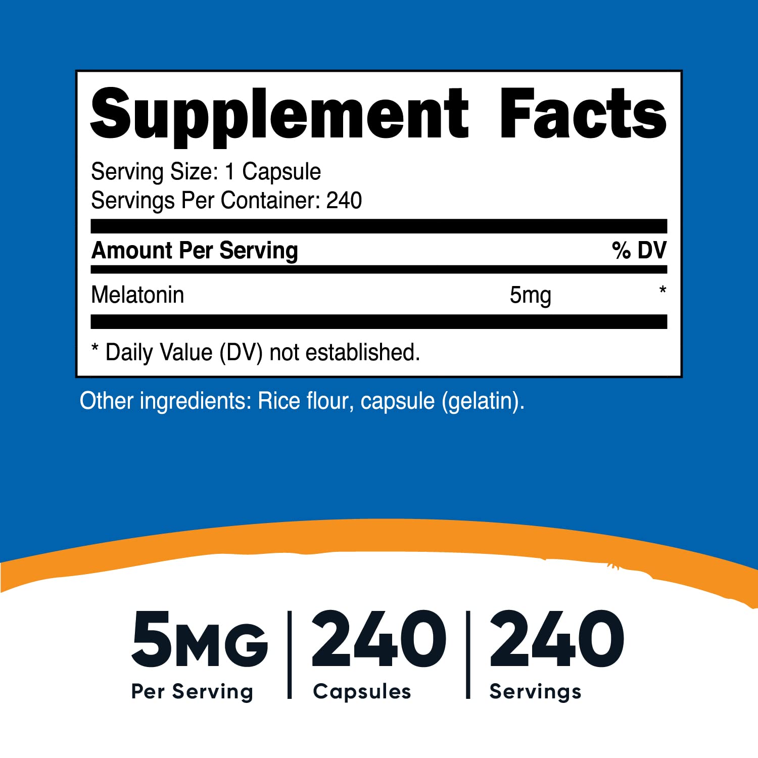 Foto 2 | Suplemento Nutricost Melatonin 5 Mg 240 Cápsulas (2 Botellas) - Venta Internacional.