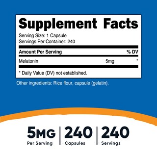 Foto 2 | Suplemento Nutricost Melatonin 5 Mg 240 Cápsulas (2 Botellas) - Venta Internacional.