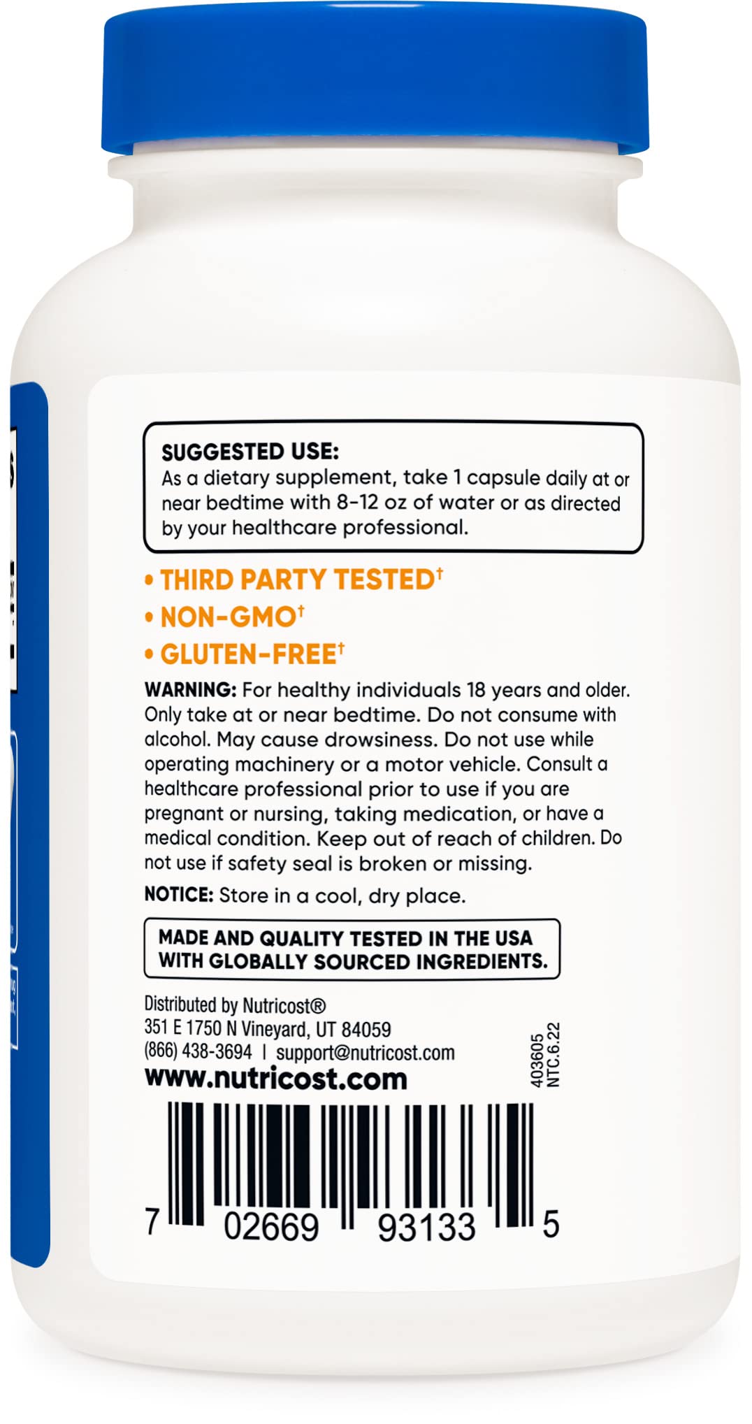 Foto 3 | Suplemento Nutricost Melatonin 5 Mg 240 Cápsulas (2 Botellas) - Venta Internacional.