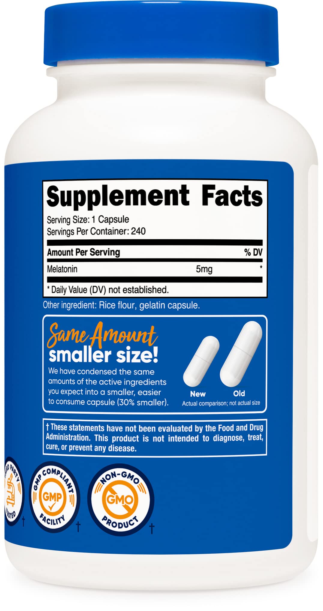 Foto 4 | Suplemento Nutricost Melatonin 5 Mg 240 Cápsulas (2 Botellas) - Venta Internacional.