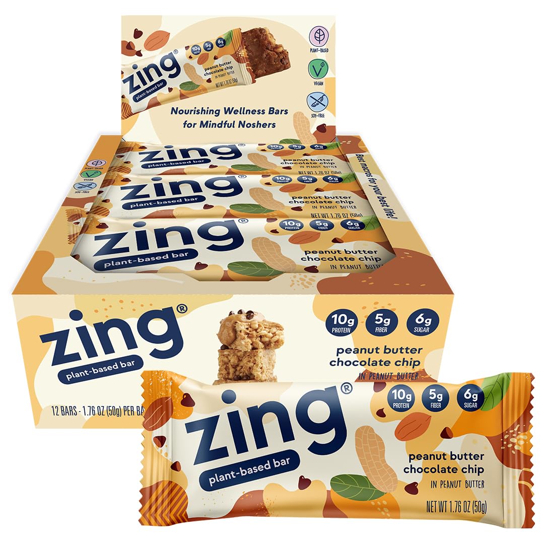 Barras De Proteína Zing Con Mantequilla De Cacahuete Y Chispas De Chocolate Veganas X12 - Venta Internacional.