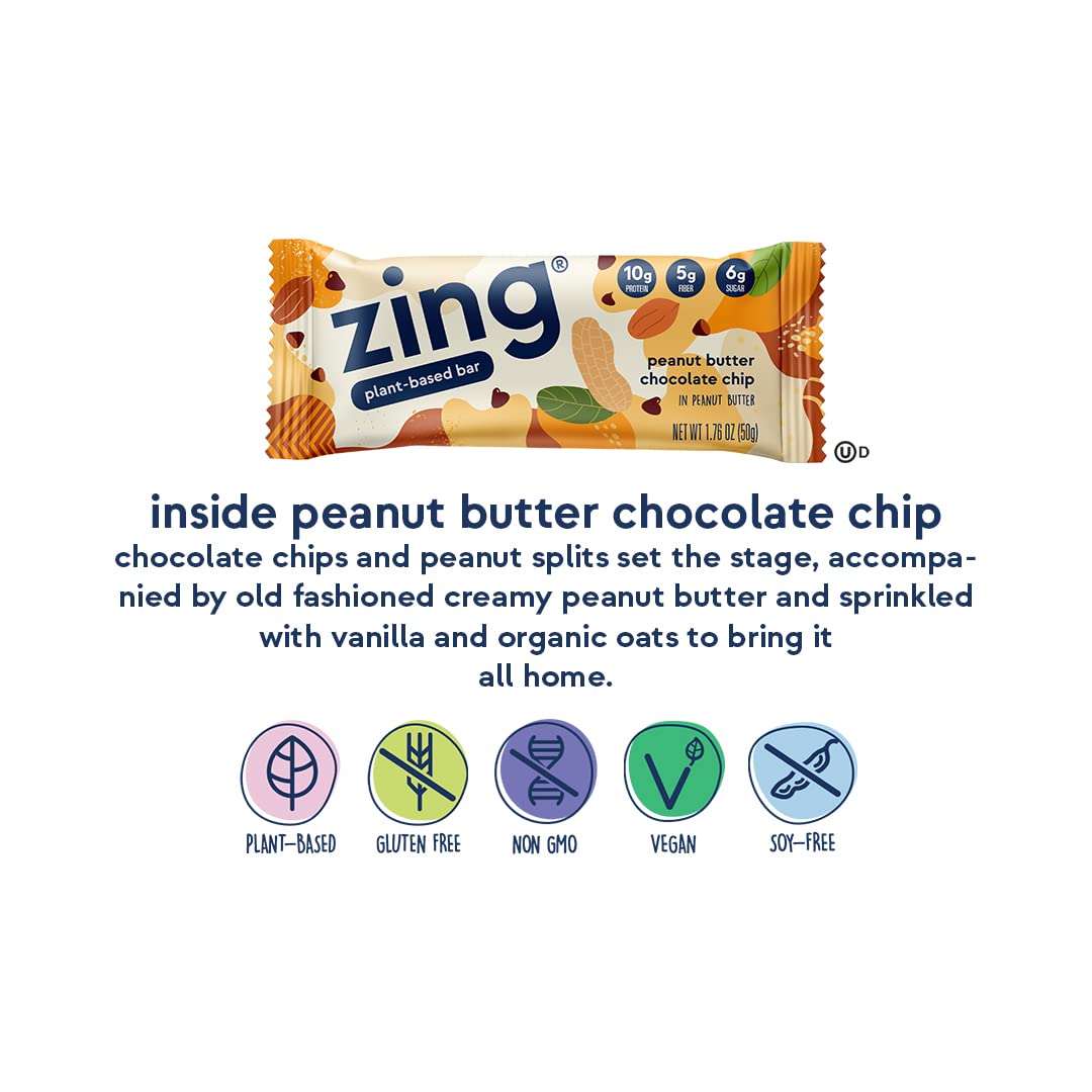 Foto 3 pulgar | Barras De Proteína Zing Con Mantequilla De Cacahuete Y Chispas De Chocolate Veganas X12 - Venta Internacional.