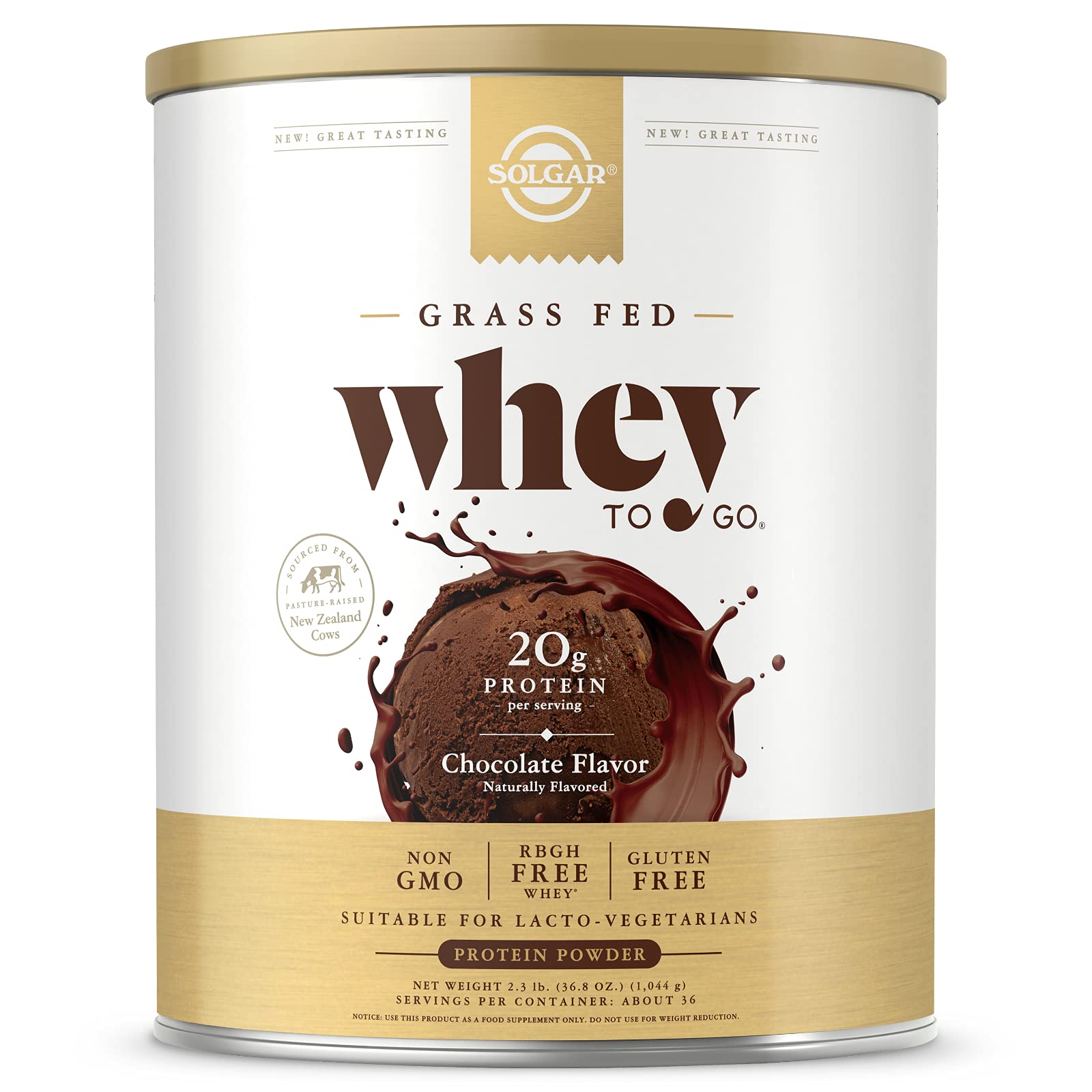 Proteína En Polvo Solgar Grass Fed Whey To Go Chocolate, 1,04 Kg - Venta Internacional.