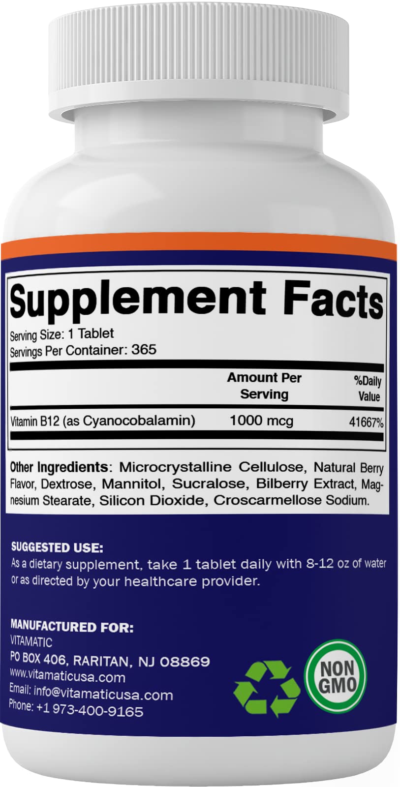 Foto 6 pulgar | Suplemento Bitamina B12 Vitamatic 365 Tabletas-Venta Internacional
