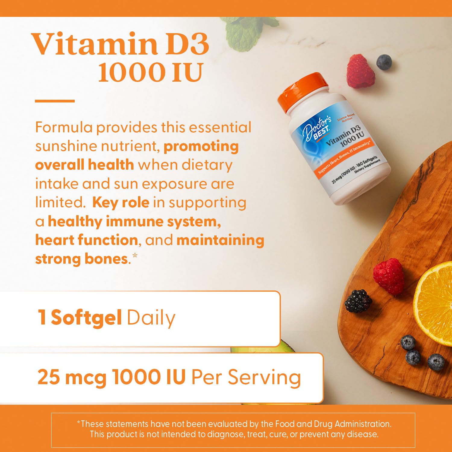 Foto 3 pulgar | Cápsula Supplement Doctor's Best con Vitamina D3 De 1000 Ui 180 Unidades - Venta Internacional
