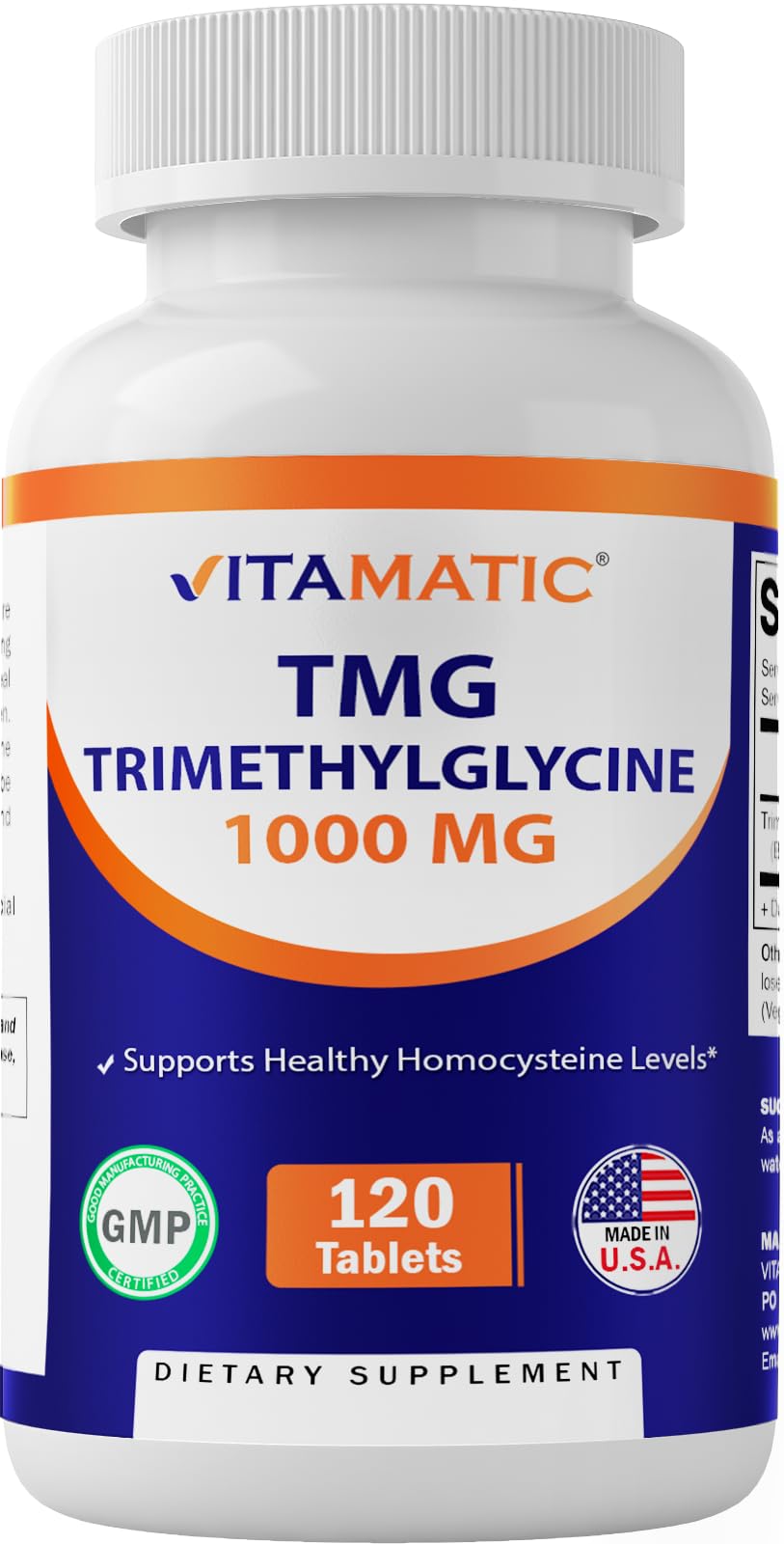 Foto 2 pulgar | Suplementos Vitamatic Tmg 1000 Mg De Trimetilglicina 120 Comprimidos - Venta Internacional.