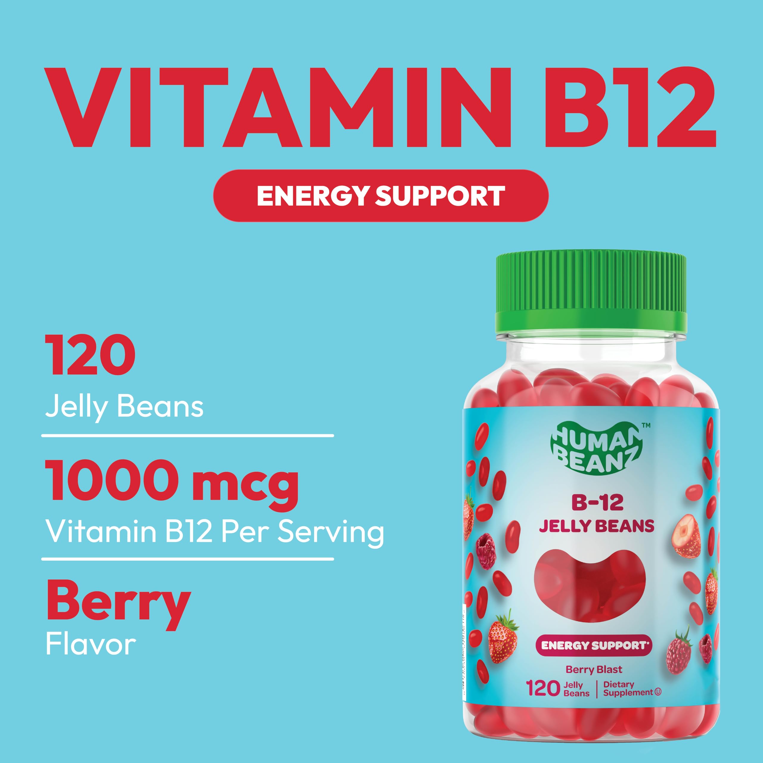 Foto 3 pulgar | Suplemento Vitamina B12 Metilada Human Beanz 120 Gomitas - Venta Internacional