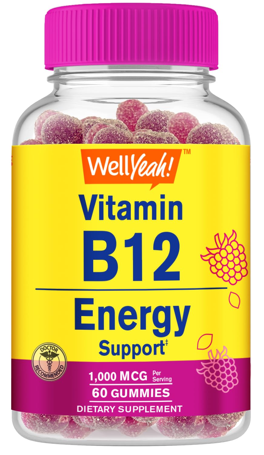 Foto 2 pulgar | Gomitas de Vitamina B12 Wellyeah 1000 Mcg 60 Unidades - Venta Internacional