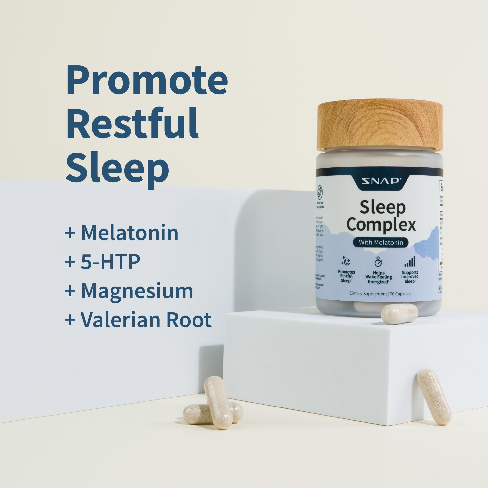 Foto 3 | Suplemento para Dormir Snap Supplements con Melatonina 60 Cápsulas - Venta Internacional