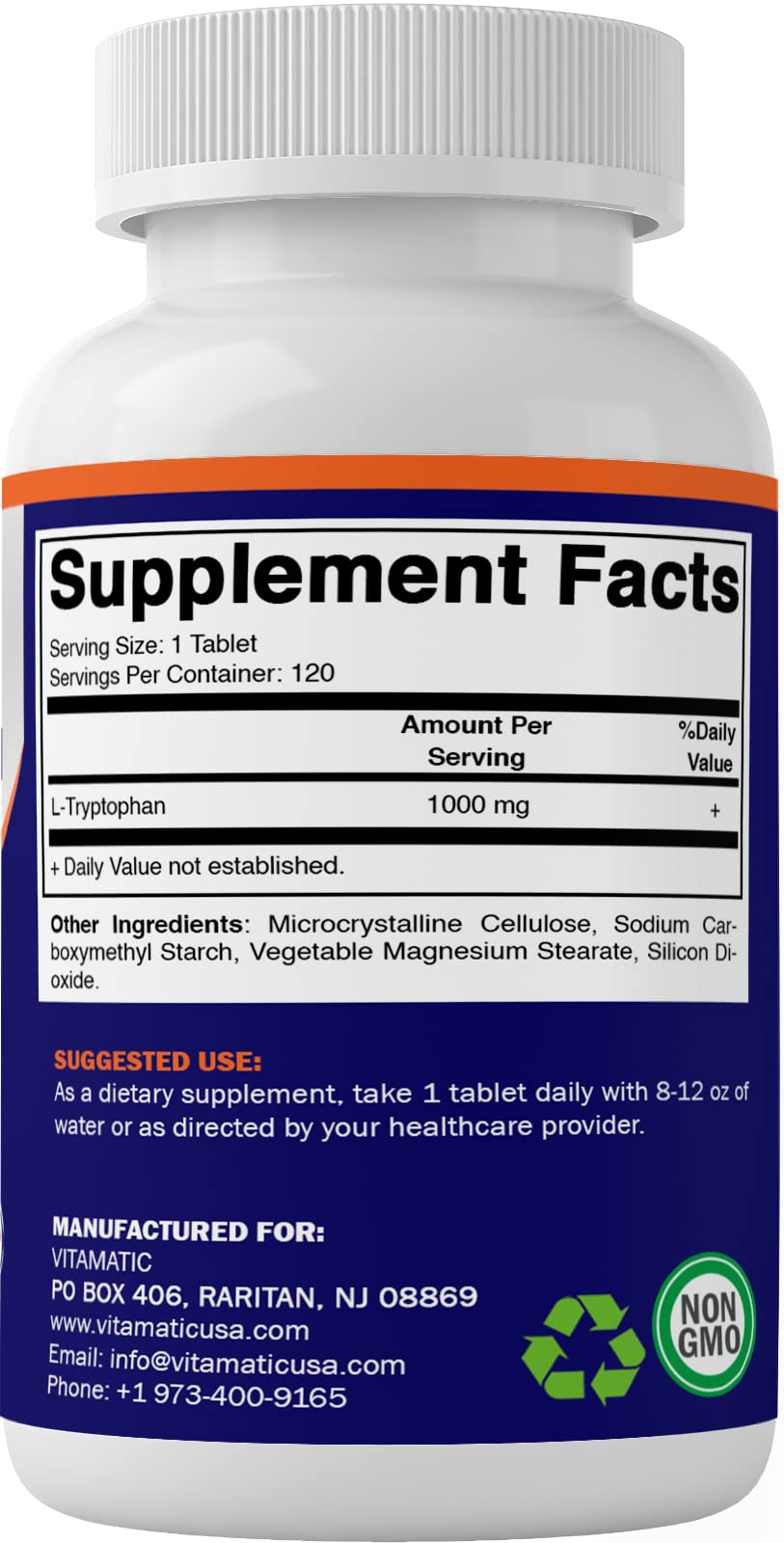 Foto 6 pulgar | Suplemento L-triptófano Vitamatic 120 Tabletas-Venta Internacional