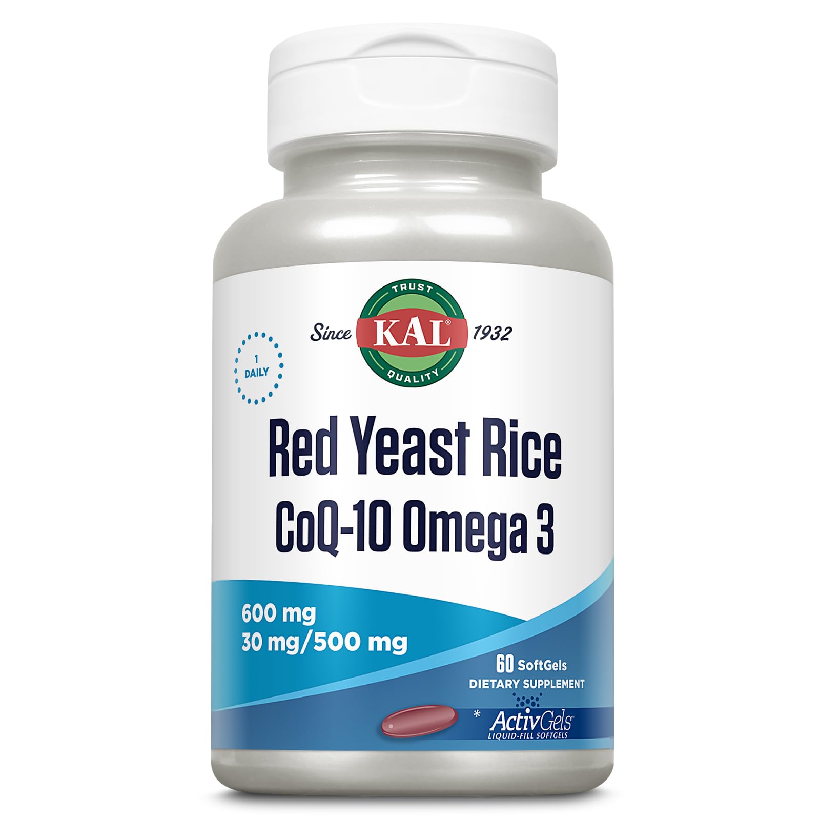 Foto 2 pulgar | Suplemento Kal De Levadura Roja De Arroz, Coq10, Omega 3, 60 Cápsulas Blandas - Venta Internacional.
