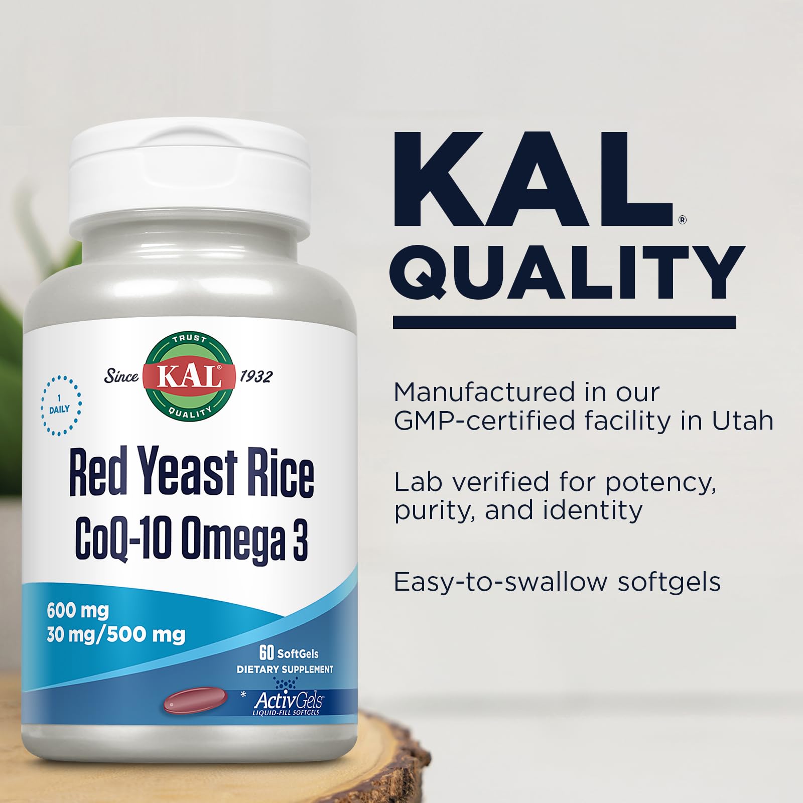 Foto 5 pulgar | Suplemento Kal De Levadura Roja De Arroz, Coq10, Omega 3, 60 Cápsulas Blandas - Venta Internacional.
