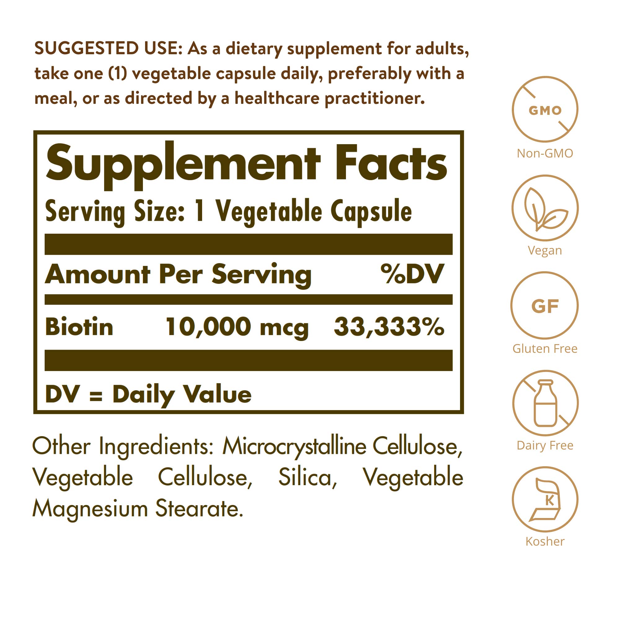 Foto 3 pulgar | Suplemento Solgar Biotina De 10.000 Mcg 120 Cápsulas Vegetales - Venta Internacional.